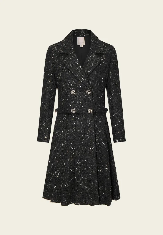 modern coatBlack Sequin Tweed Princess Coat