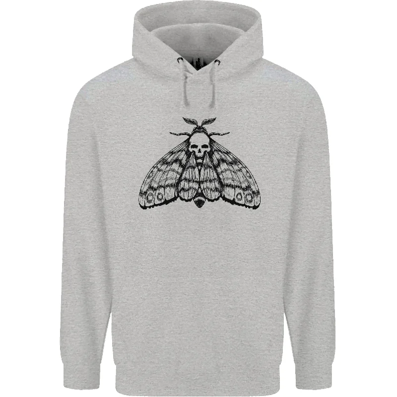 cozy hooded sweatshirtA Gothic Moth Skull Mens 80% Cotton Hoodie