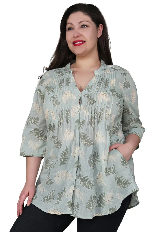 luxury dressPlus Size Fern Print Release Print Tunic