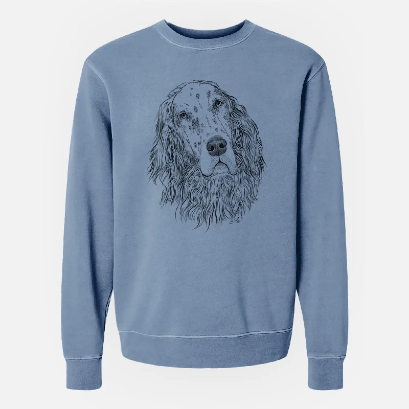 luxe gym hoodieBare Dexter the English Setter - Unisex Pigment Dyed Crew Sweatshirt