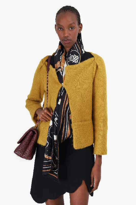 sleek and warm coatDiane von Furstenberg Yellow Mohair Open Cardigan Size S