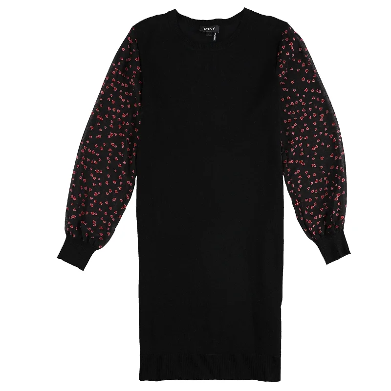 velvet dressDKNY Womens Heart Sleeve Sweater Dress, Black, Small