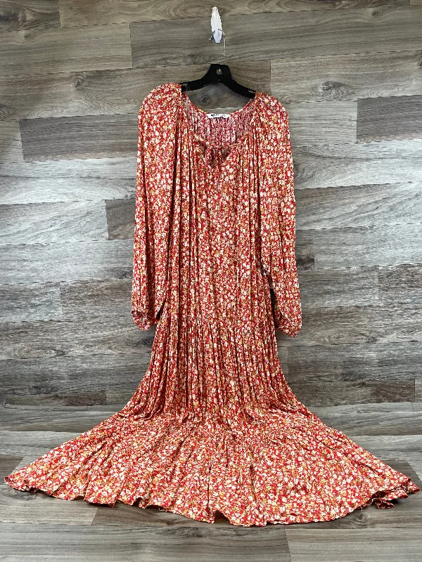 silk dressDress Casual Maxi By Sonoma In Orange & White, Size: 2x