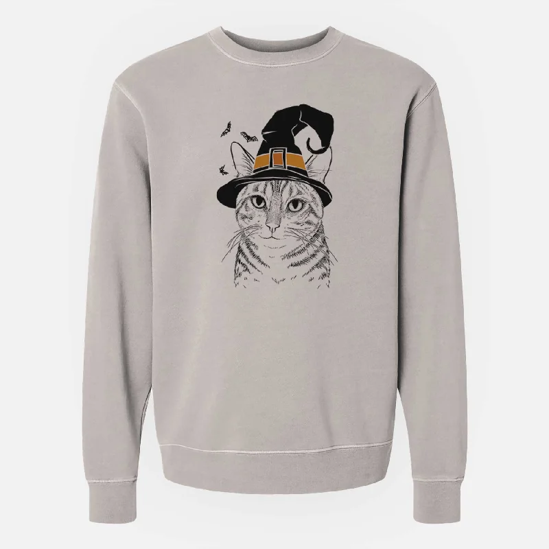 warm athletic hoodieWitch Nell the Tabby Cat - Unisex Pigment Dyed Crew Sweatshirt