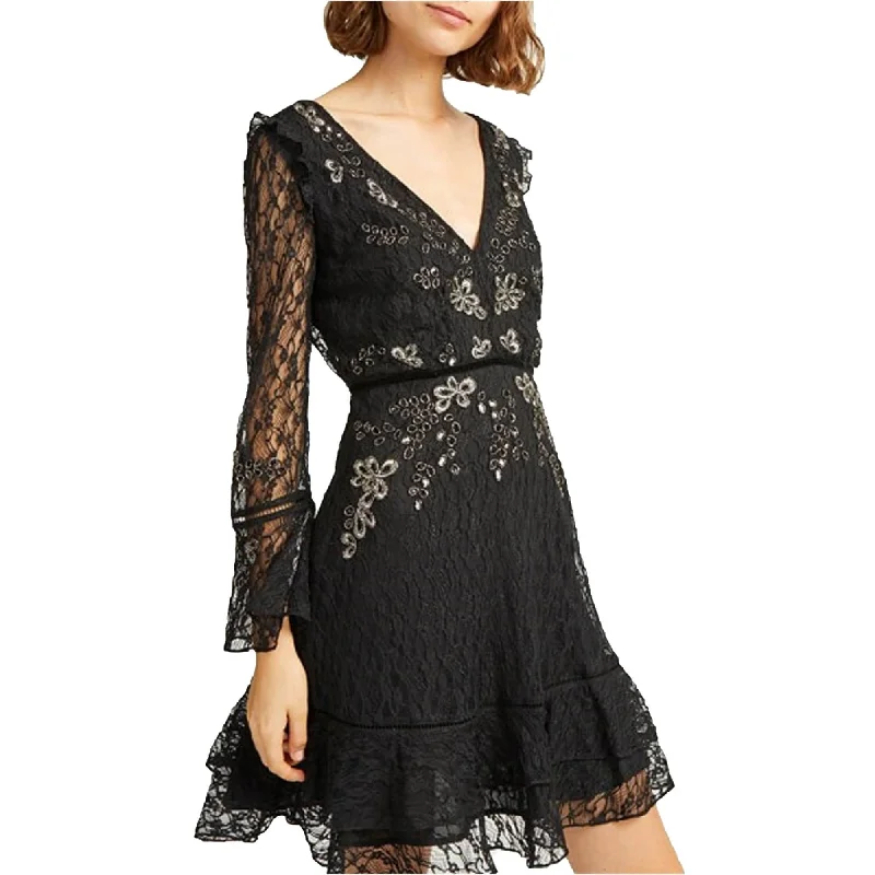 flowy evening dressFrench Connection Womens Bella Sparkle Flounce Dress, Black, 2