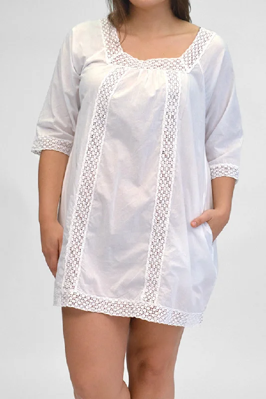 casual dressLa Cera Plus Size Crochet Tunic Swim Cover Up