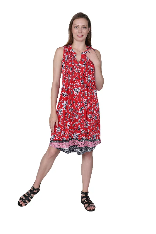 casual slip dressSleeveless Dress With Border Print