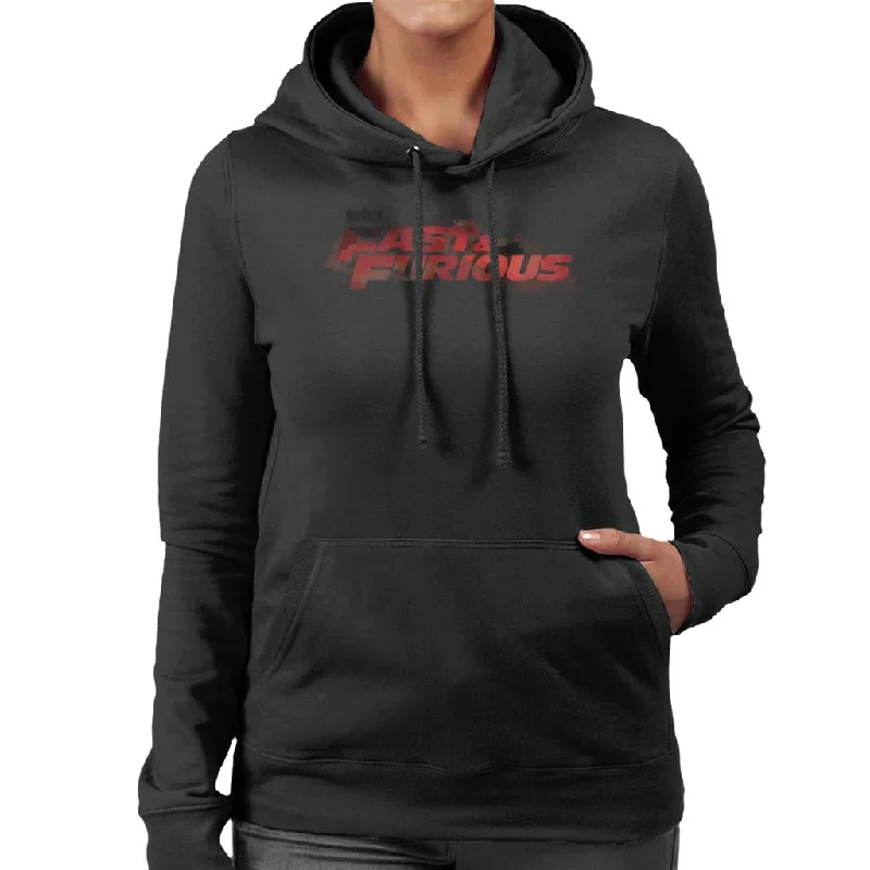 high-fashion hoodieThe Fast and The Furious Smoky Red Logo Women's Hooded Sweatshirt