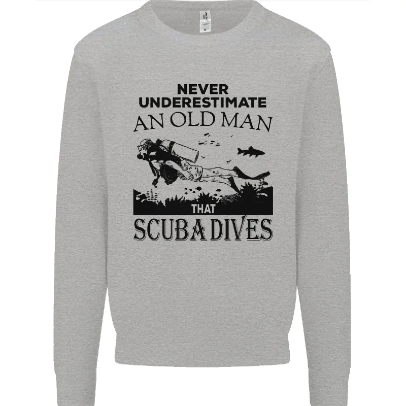 sporty casual hoodieAn Old Man That Scuba Dives Diver Dive Mens Sweatshirt Jumper