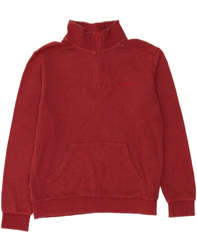 MOUNTAIN WAREHOUSE Mens Zip Neck Sweatshirt Jumper Small Burgundy Cotton