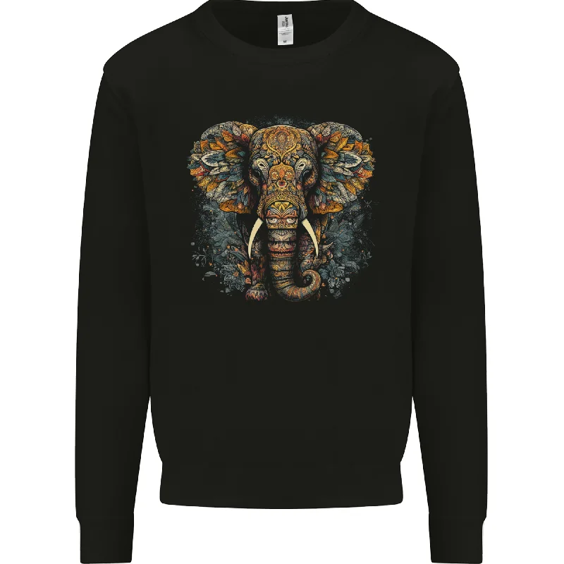 oversized sports sweatshirtAn Elephant With Tribal Markings Mens Sweatshirt Jumper