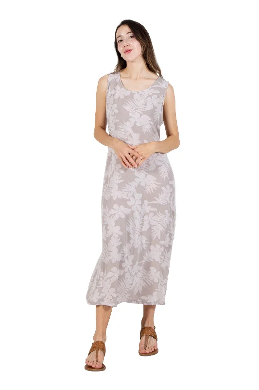 elegant dressLa Cera Sleeveless Floral Tonal Printed A-Line Dress