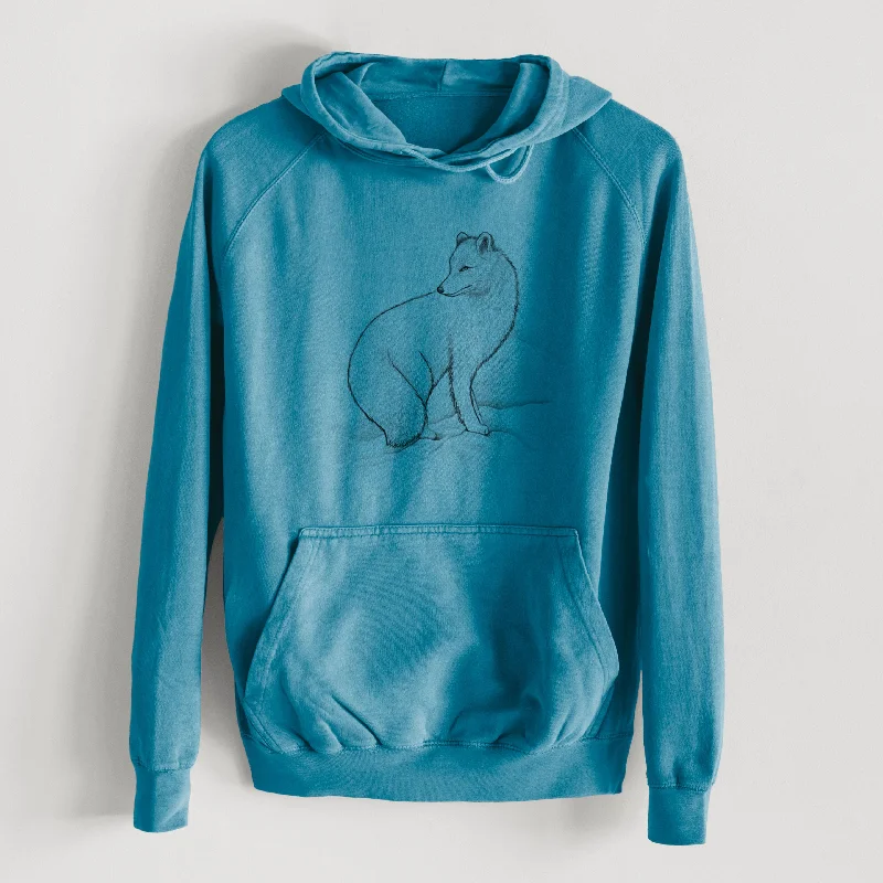 cozy gym sweatshirtArctic Fox - Vulpes lagopus  - Mid-Weight Unisex Vintage 100% Cotton Hoodie