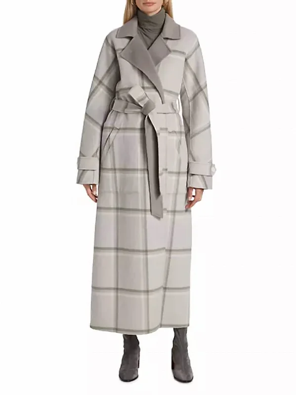 Leone Reversible Double Face Wool Coat In Grey/sage