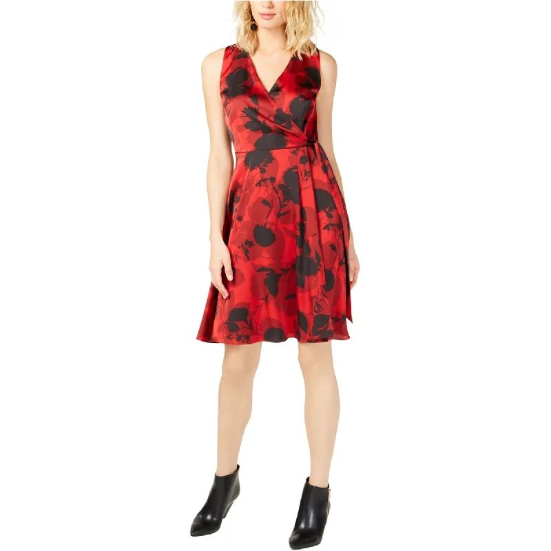 sleek midi dressI-N-C Womens Floral Tie-Waist Surplice Dress, Red, 12