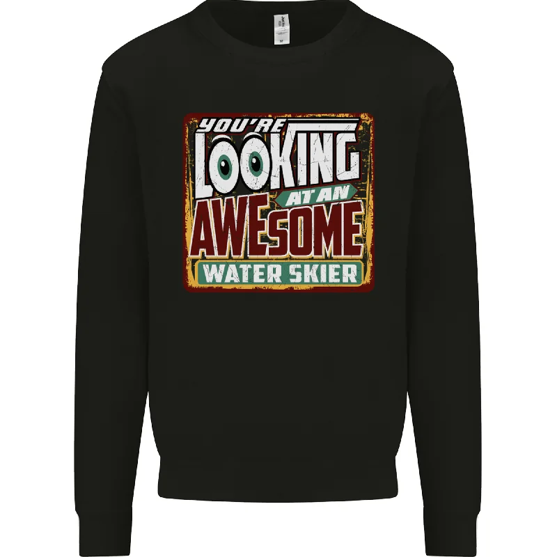 breathable gym hoodieAn Awesome Water Skier Skiing Mens Sweatshirt Jumper