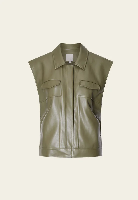 contemporary coatCap Sleeve Vegan Leather Vest