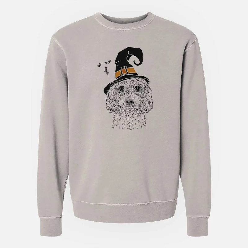 fitness lifestyle hoodieWitch Izzie the Cavachon - Unisex Pigment Dyed Crew Sweatshirt