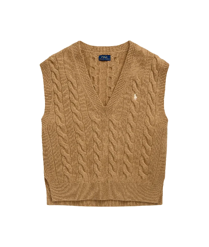 insulated jacketCable-knit Wool-cashmere Sweater Vest - Brown