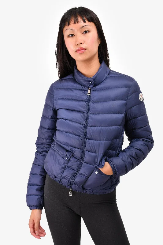 breathable jacketMoncler Navy Blue Quilted Puffer Jacket Size 1