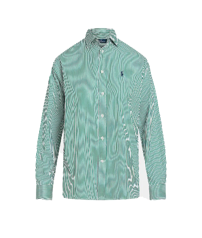 fashion-forward coatRelaxed Fit Striped Cotton Shirt - Green