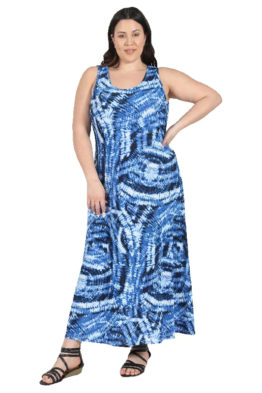 v-neck dressLa Cera Paisley Tie Dye Print Plus Size Maxi Dress