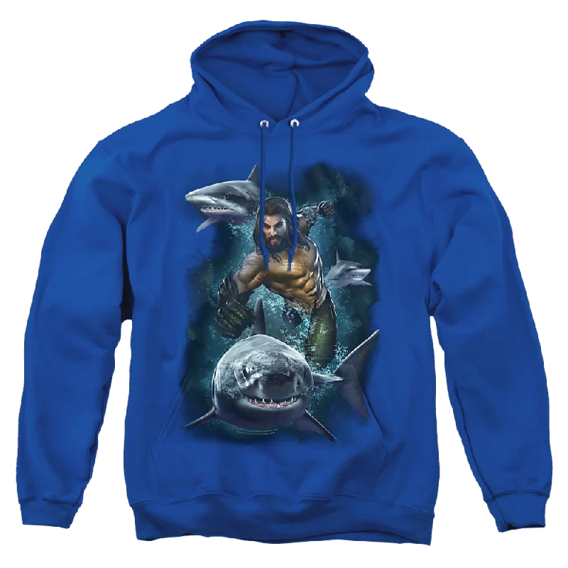 casual hoodie for menAquaman Movie Swimming With Sharks - Pullover Hoodie