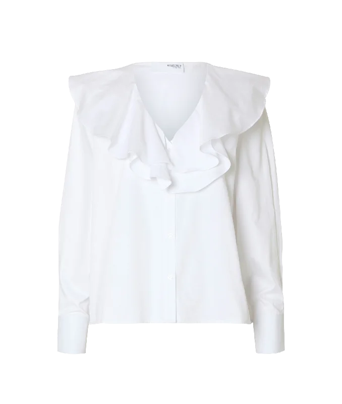 chic padded coatRuffled Shirt - White