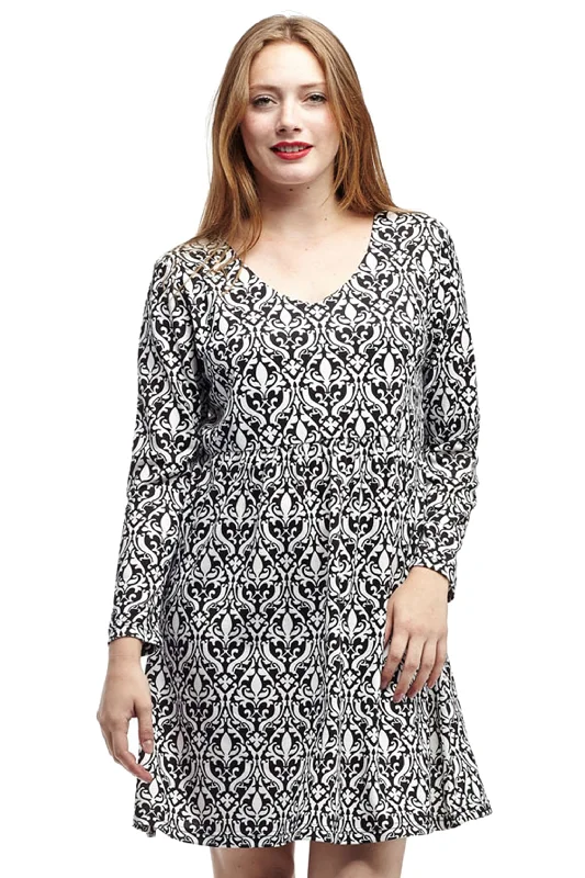 bodycon dressLa Cera Baroque Print Pullover Tunic Top