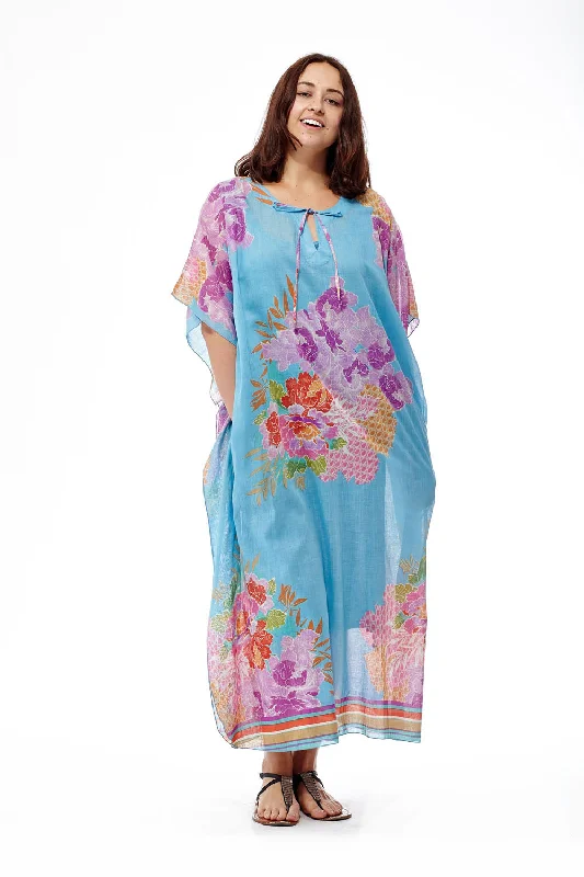 boho-chic dress100% Cotton Border Print Caftan