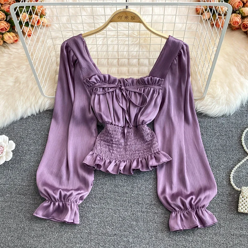 padded coatStylish chiffon long sleeve tops fashion tops     S199