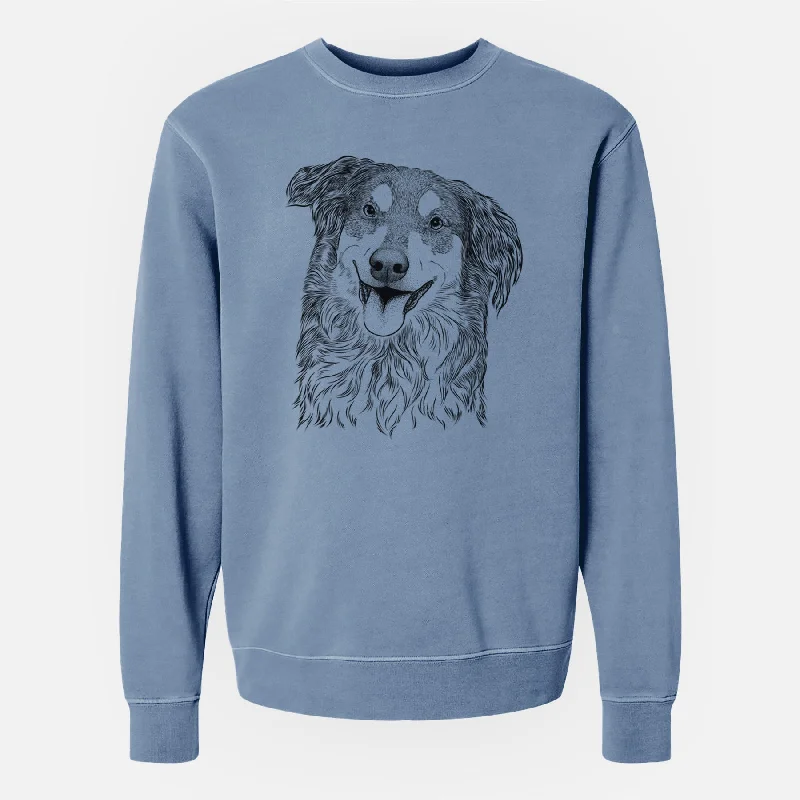 stylish sports hoodieBare Maddie the English Shepherd - Unisex Pigment Dyed Crew Sweatshirt