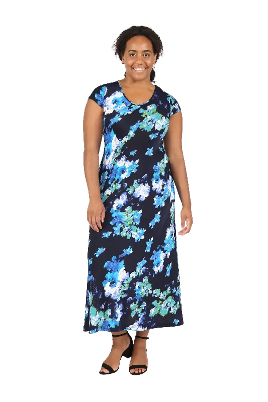 silk dressLa Cera Plus Size Floral Short Sleeve Maxi Dress