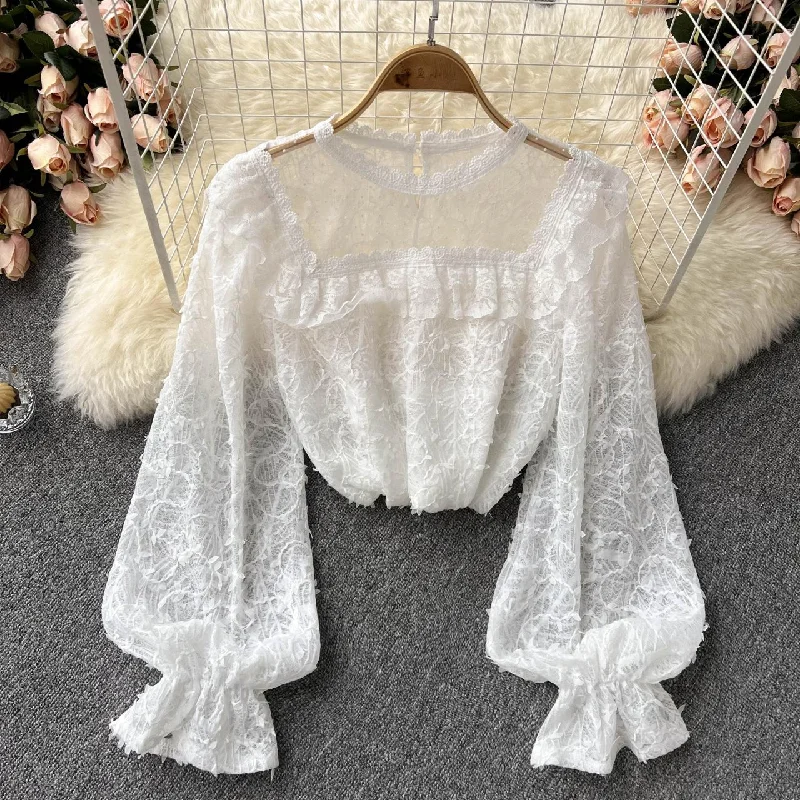 tailored coatLovely see-through long-sleeved lace top   S254