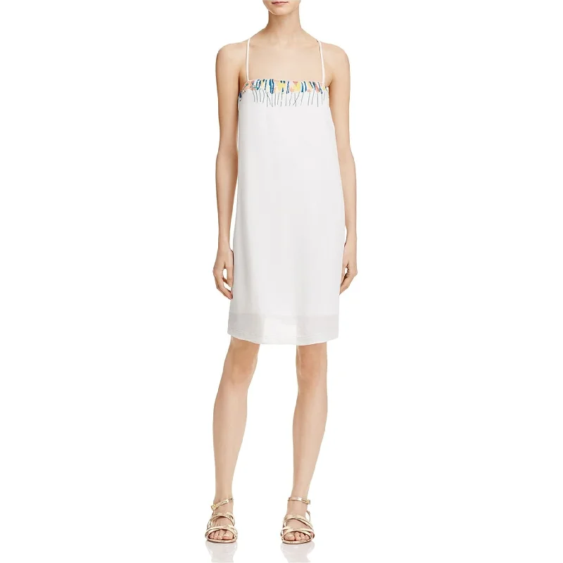 velvet dressFrench Connection Womens Melissa Embroidered Slip Dress, White, 12