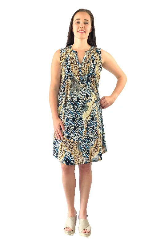 lace dressPleat Front Sleeveless Malabar Print Dress