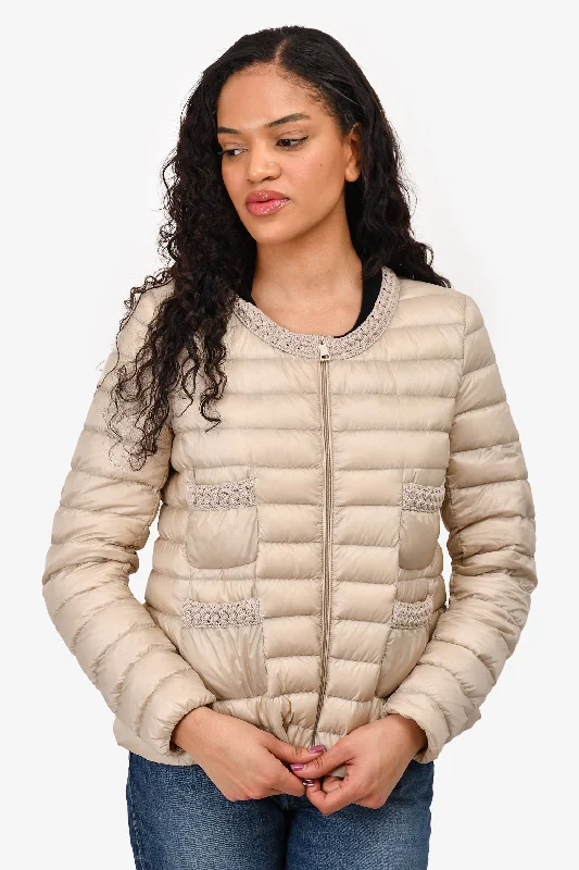 cozy coatMoncler Cream Crochet Detail Jacket Size 3