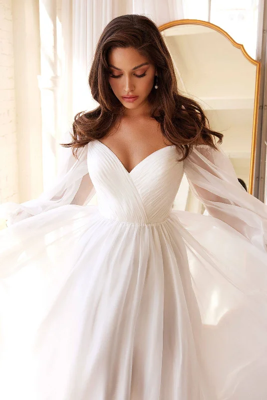 bodycon dressClassic Long Sleeves Bodice A-line Chiffon Long Wedding & Bridal Dress CDCD243W