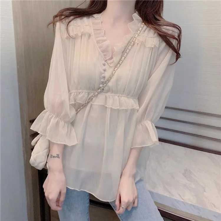 chic wool coatcute loose chiffon top    S162