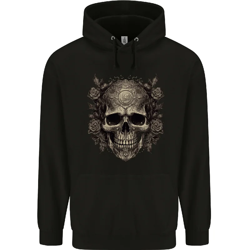 fashion hooded jacketA Gothic Skull With Roses Mens 80% Cotton Hoodie