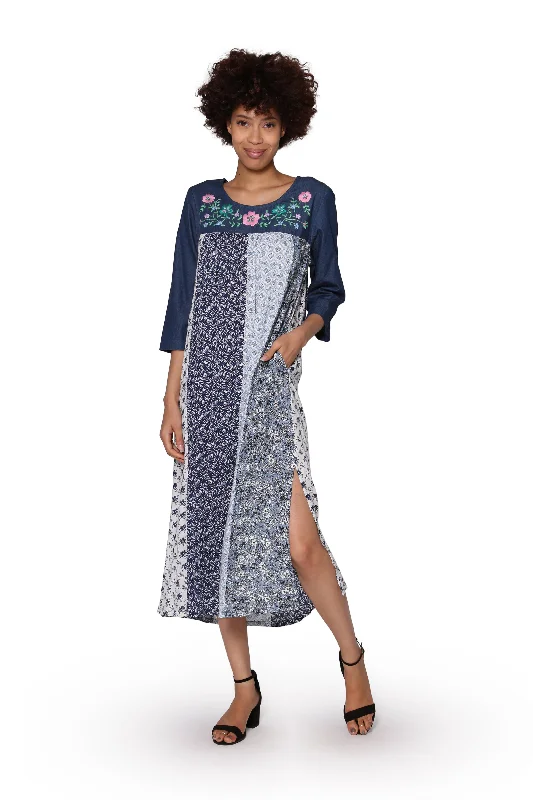 evening dressLa Cera Floral Embroidered Rayon Dress