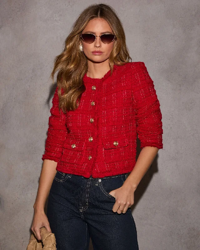 casual utility jacketRomella Cropped Tweed Jacket