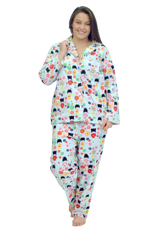 ashionable dressLa Cera Plus Size Cotton Flannel Pajama Set