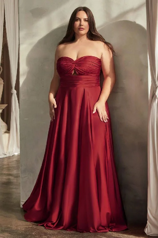 A-line dressSatin Strapless Kyhole A-Line Open Back Sweetheart Long Evening Dress CD7496C