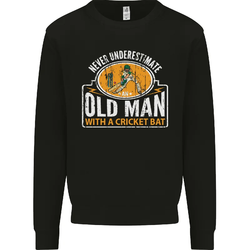 sleek sports hoodieAn Old Man With a Cricket Bat Cricketer Mens Sweatshirt Jumper