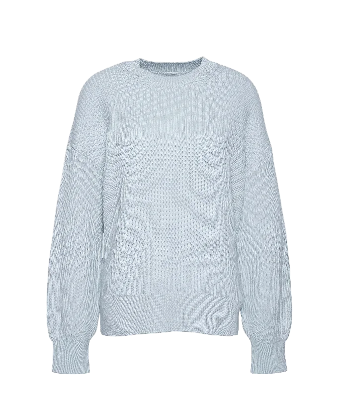 fashion-forward coatRib-Stitch Crew Neck Jumper - Blue