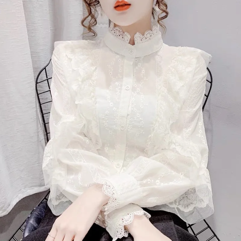 classic zip-up coatCute lace long sleeve tops fashion tops    S165