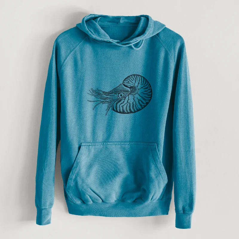 sleek gym hoodiePalau Nautilus - Nautilus belauensis  - Mid-Weight Unisex Vintage 100% Cotton Hoodie